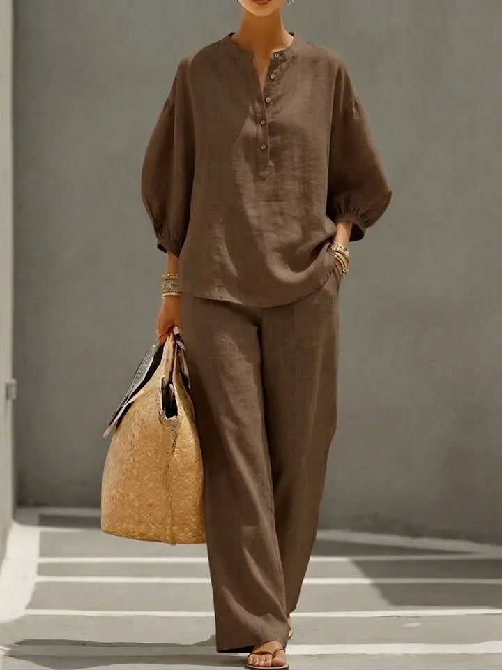 Camille | Set Due Pezzi in Lino Relaxed con Bottoni