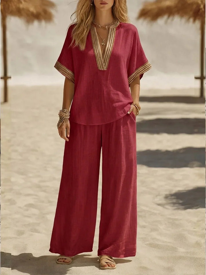 Maribel | Set Due Pezzi in Lino Relaxed con Scollatura a V