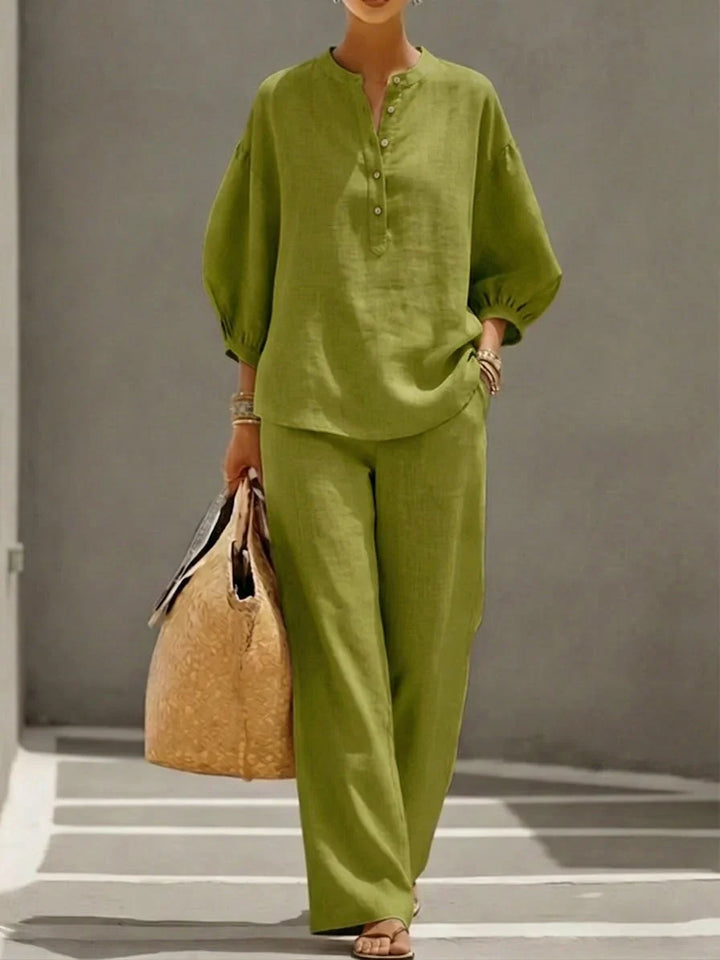 Camille | Set Due Pezzi in Lino Relaxed con Bottoni