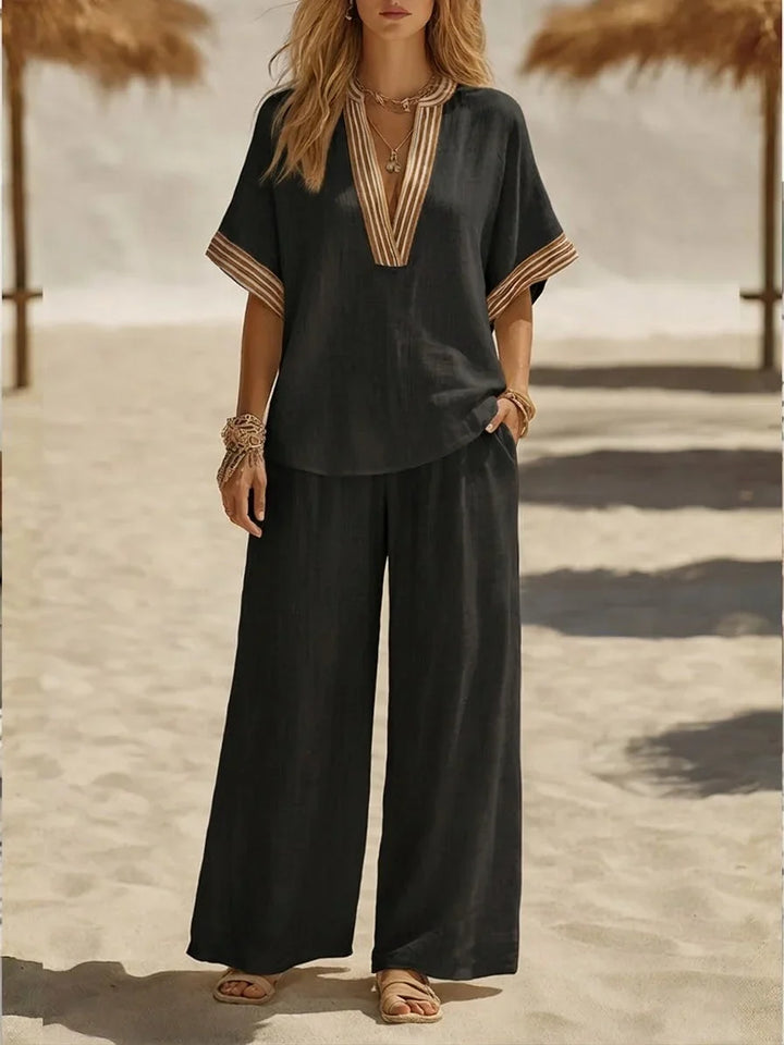 Maribel | Set Due Pezzi in Lino Relaxed con Scollatura a V