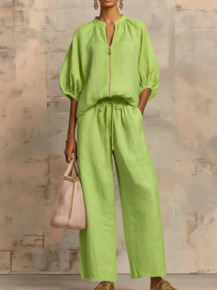 Amélie | Set Due Pezzi in Lino con Zip Senza Sforzo