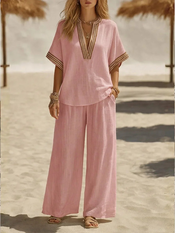 Maribel | Set Due Pezzi in Lino Relaxed con Scollatura a V
