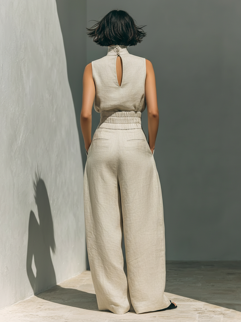 Ariana | Set Elegante in Lino a Gamba Larga