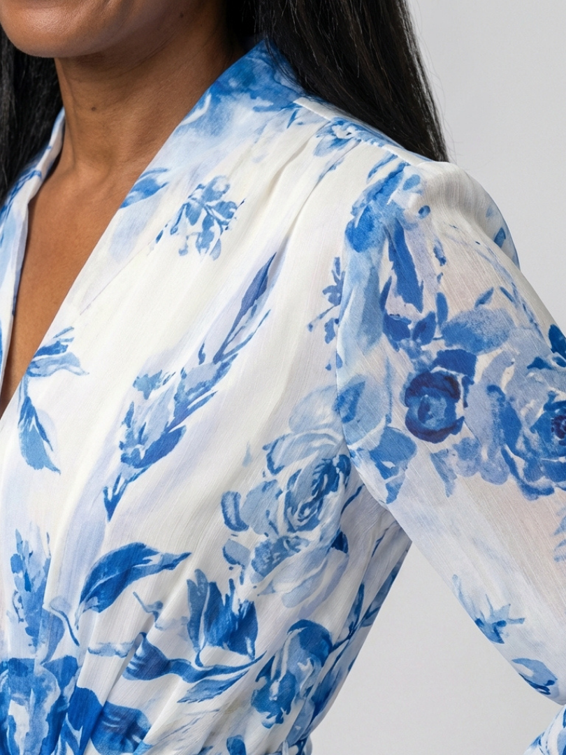 Lillian | Abito Maxi a Maniche Lunghe con Stampa Floreale