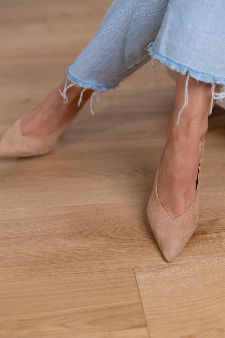 Marlena | Scarpe con tacco aperto color nude