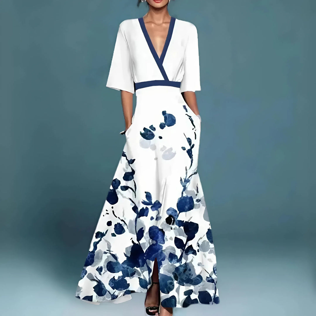 Valentina | Elegante abito lungo con scollo profondo