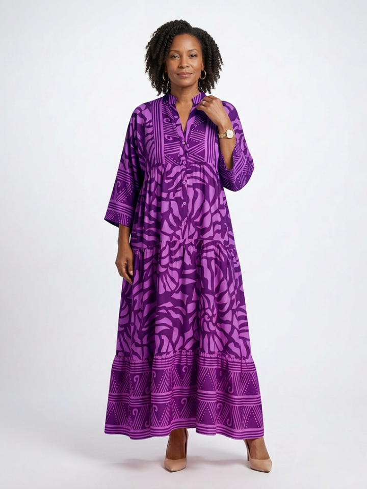 Marielle | Vestito Midi con Bottoni Frontali